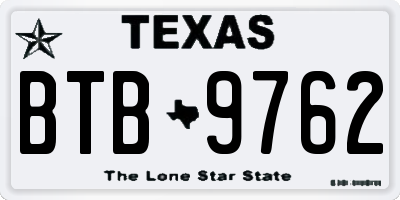 TX license plate BTB9762