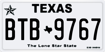 TX license plate BTB9767