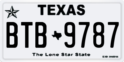 TX license plate BTB9787