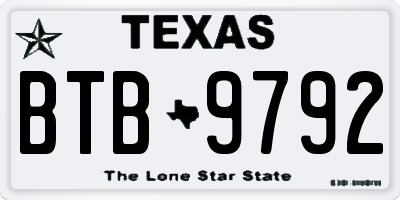 TX license plate BTB9792