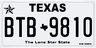 TX license plate BTB9810