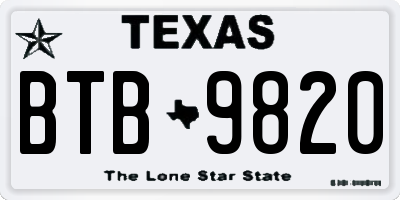 TX license plate BTB9820