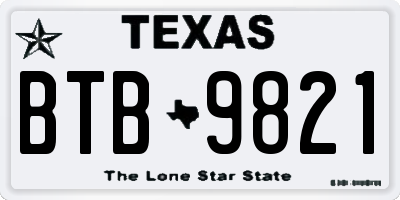 TX license plate BTB9821