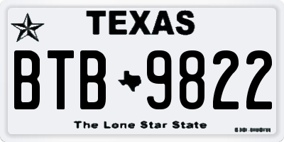 TX license plate BTB9822