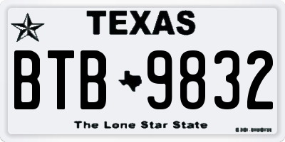 TX license plate BTB9832