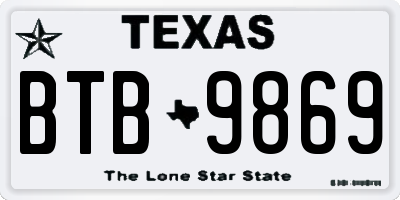 TX license plate BTB9869
