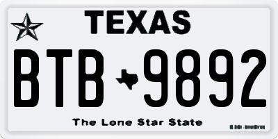 TX license plate BTB9892