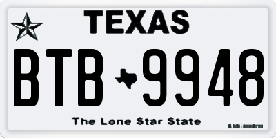 TX license plate BTB9948
