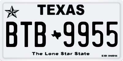 TX license plate BTB9955