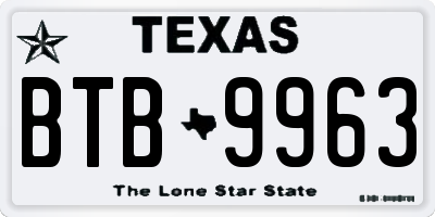 TX license plate BTB9963