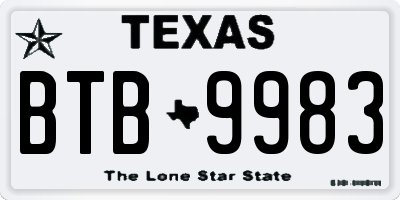 TX license plate BTB9983