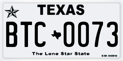 TX license plate BTC0073