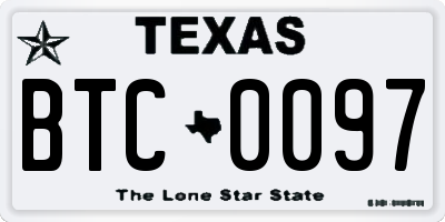 TX license plate BTC0097