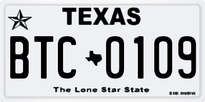 TX license plate BTC0109
