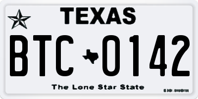 TX license plate BTC0142