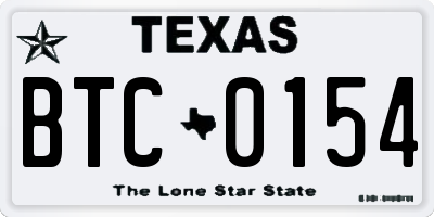 TX license plate BTC0154
