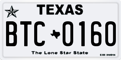 TX license plate BTC0160