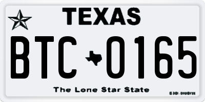 TX license plate BTC0165