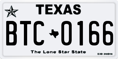 TX license plate BTC0166