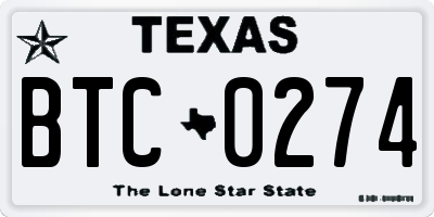 TX license plate BTC0274