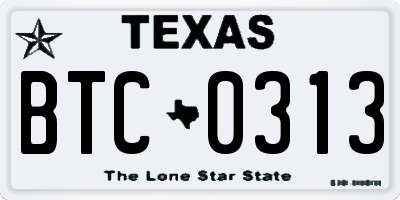 TX license plate BTC0313