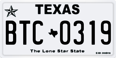 TX license plate BTC0319