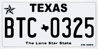 TX license plate BTC0325
