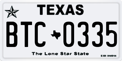 TX license plate BTC0335