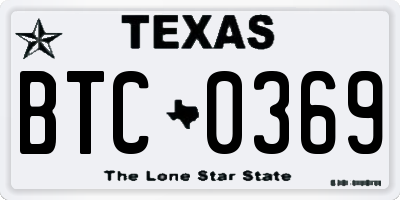 TX license plate BTC0369