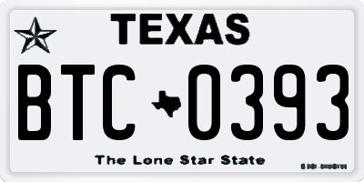 TX license plate BTC0393
