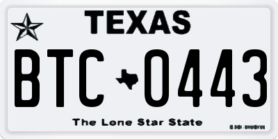 TX license plate BTC0443