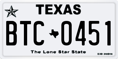TX license plate BTC0451