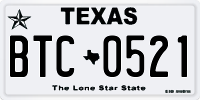 TX license plate BTC0521