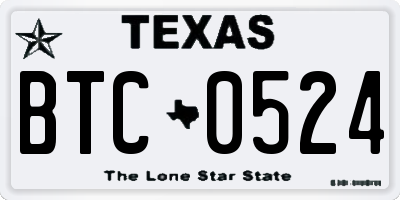 TX license plate BTC0524