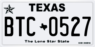 TX license plate BTC0527