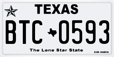 TX license plate BTC0593