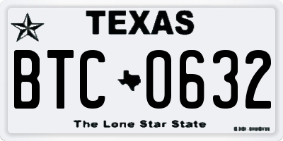 TX license plate BTC0632