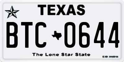 TX license plate BTC0644