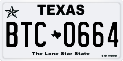 TX license plate BTC0664