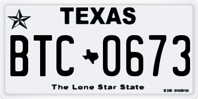 TX license plate BTC0673