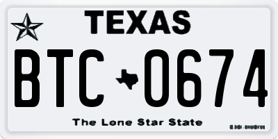 TX license plate BTC0674