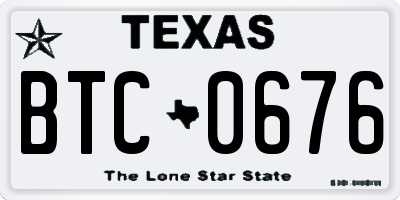 TX license plate BTC0676