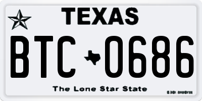 TX license plate BTC0686
