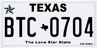 TX license plate BTC0704