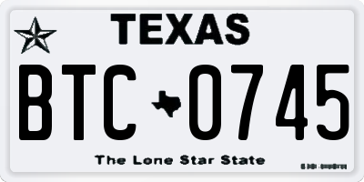 TX license plate BTC0745