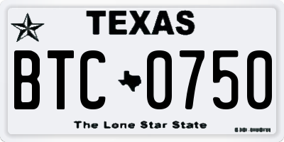 TX license plate BTC0750