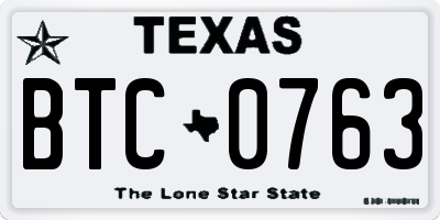 TX license plate BTC0763