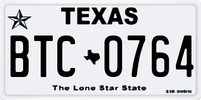 TX license plate BTC0764