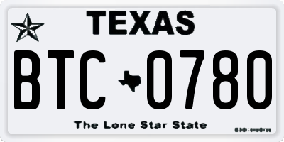 TX license plate BTC0780
