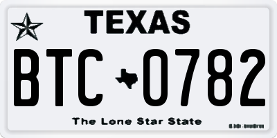 TX license plate BTC0782